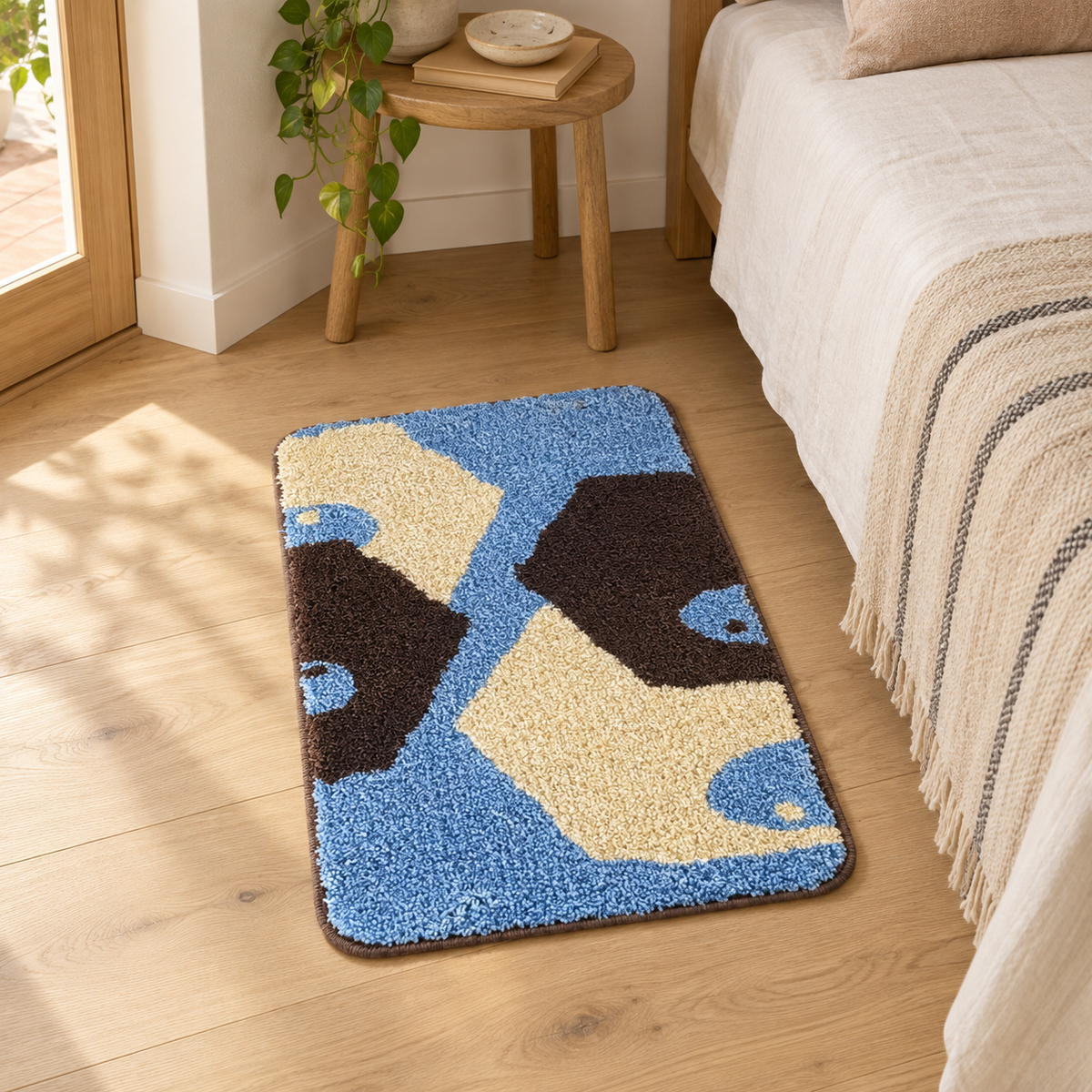La alfombra en un dormitorio