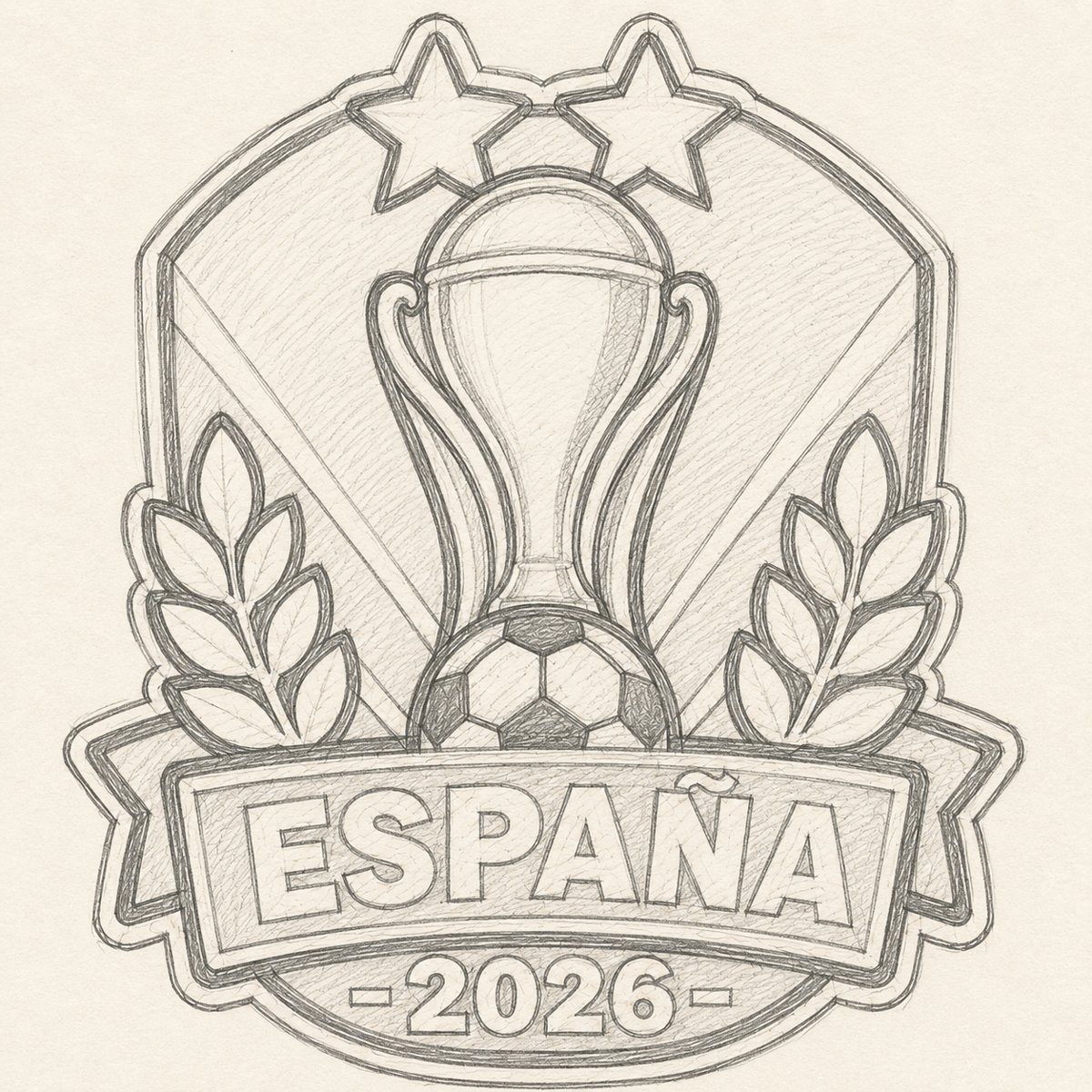 Boceto a l&aacute;piz del dise&ntilde;o conmemorativo Espa&ntilde;a 2026