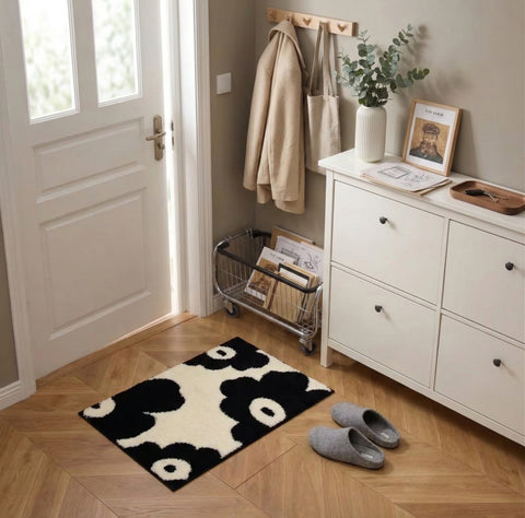 Alfombra Flores Noir elegante para dormitorio | TUTU HOME