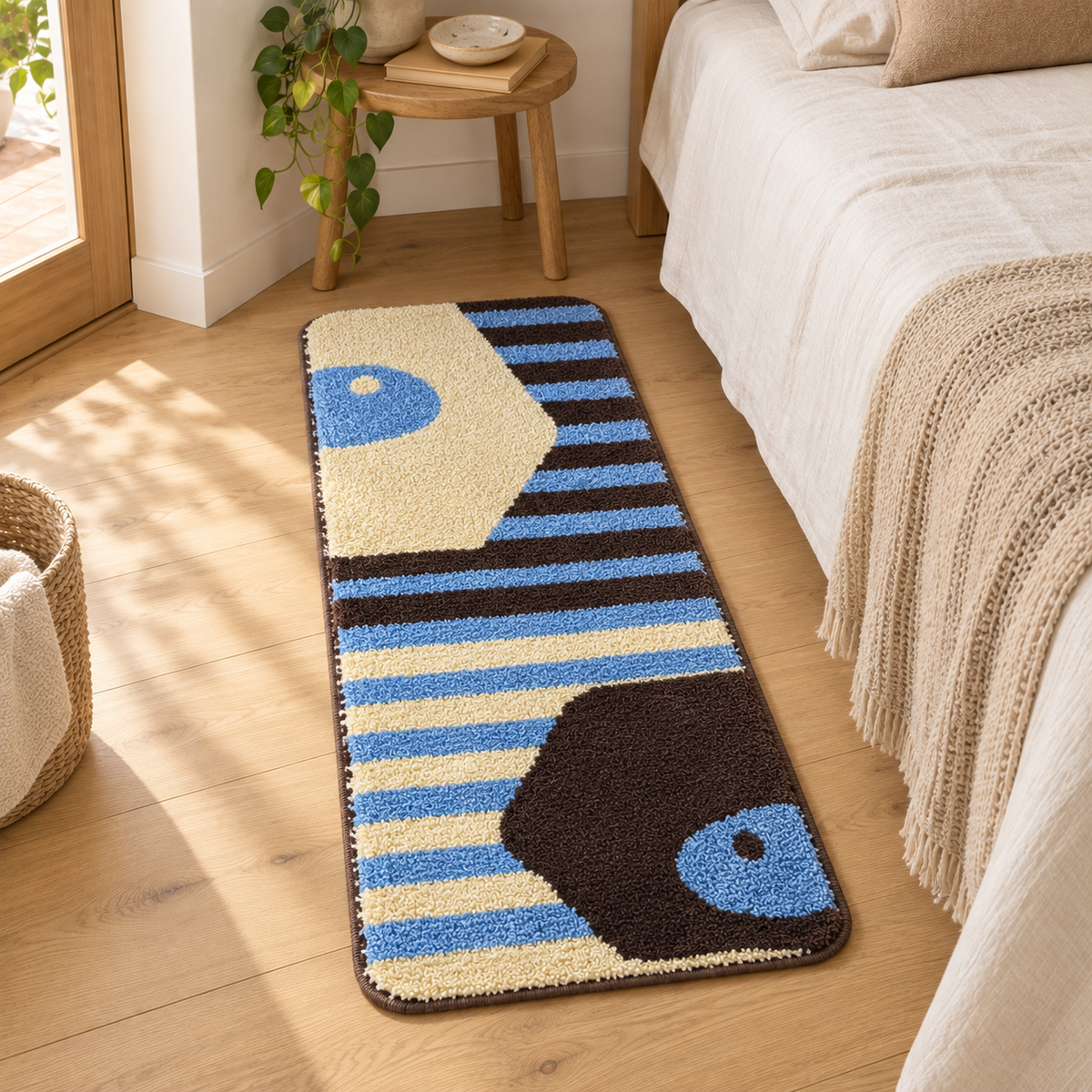 La alfombra en un dormitorio