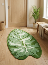 Alfombra Hoja Viva en entrada de casa estilo natural