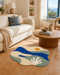 Costa Azul pieza tufted mediterranea en pared
